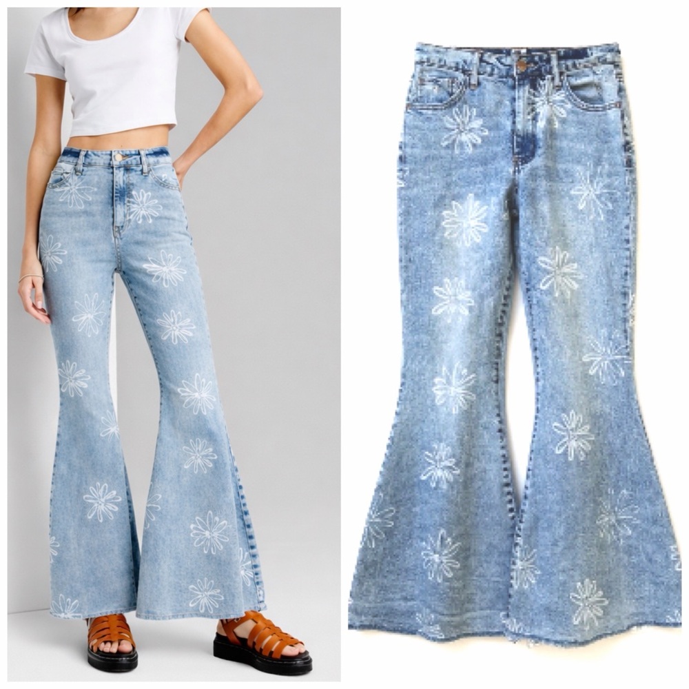 Wild Fable flower print Flare Jeans